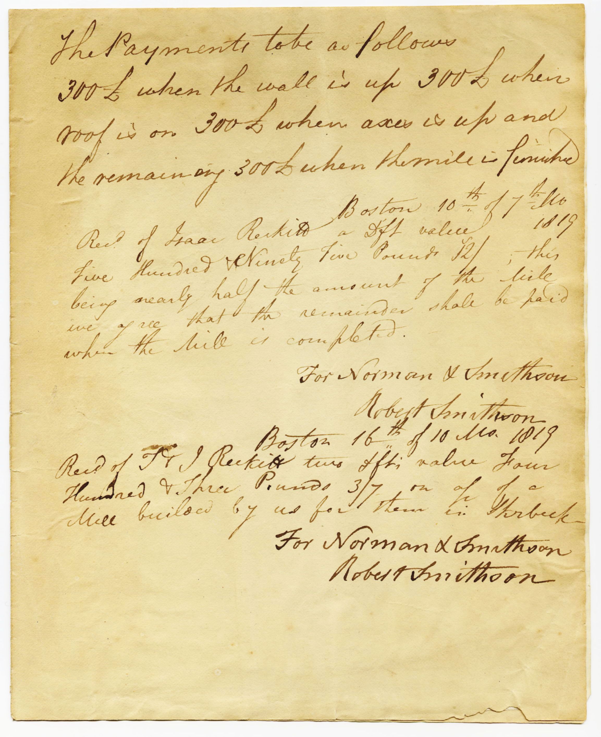 Second page of mill contract